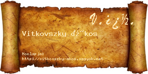 Vitkovszky Ákos névjegykártya